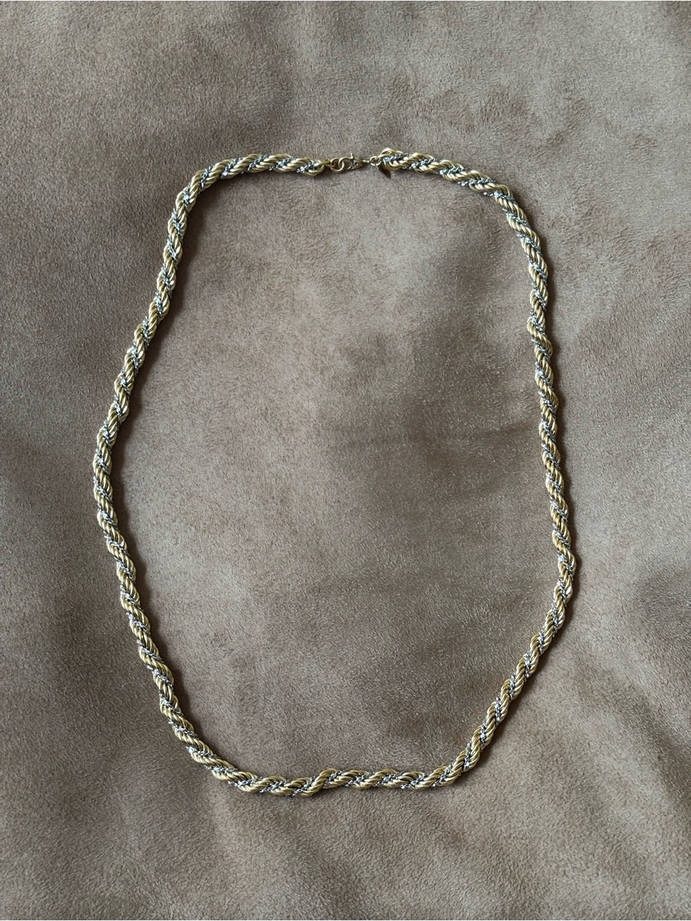 Chunky Vintage Monet Gold and Silver Tone Twisted Double Necklace